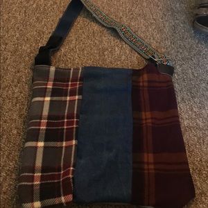 Jean/flannel tote bag